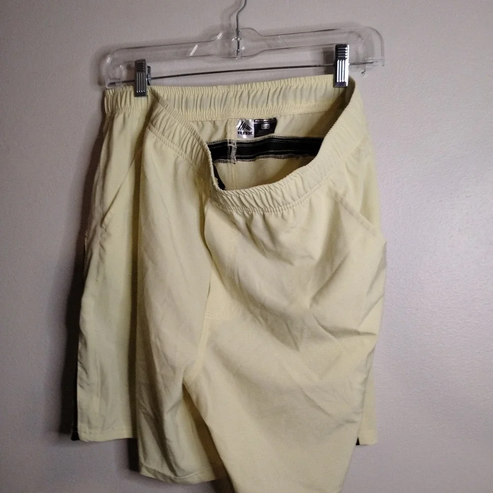 rbx shorts,Large, Light Yellow W Black Decal, Super Thin, Lightweight, Fast Dry